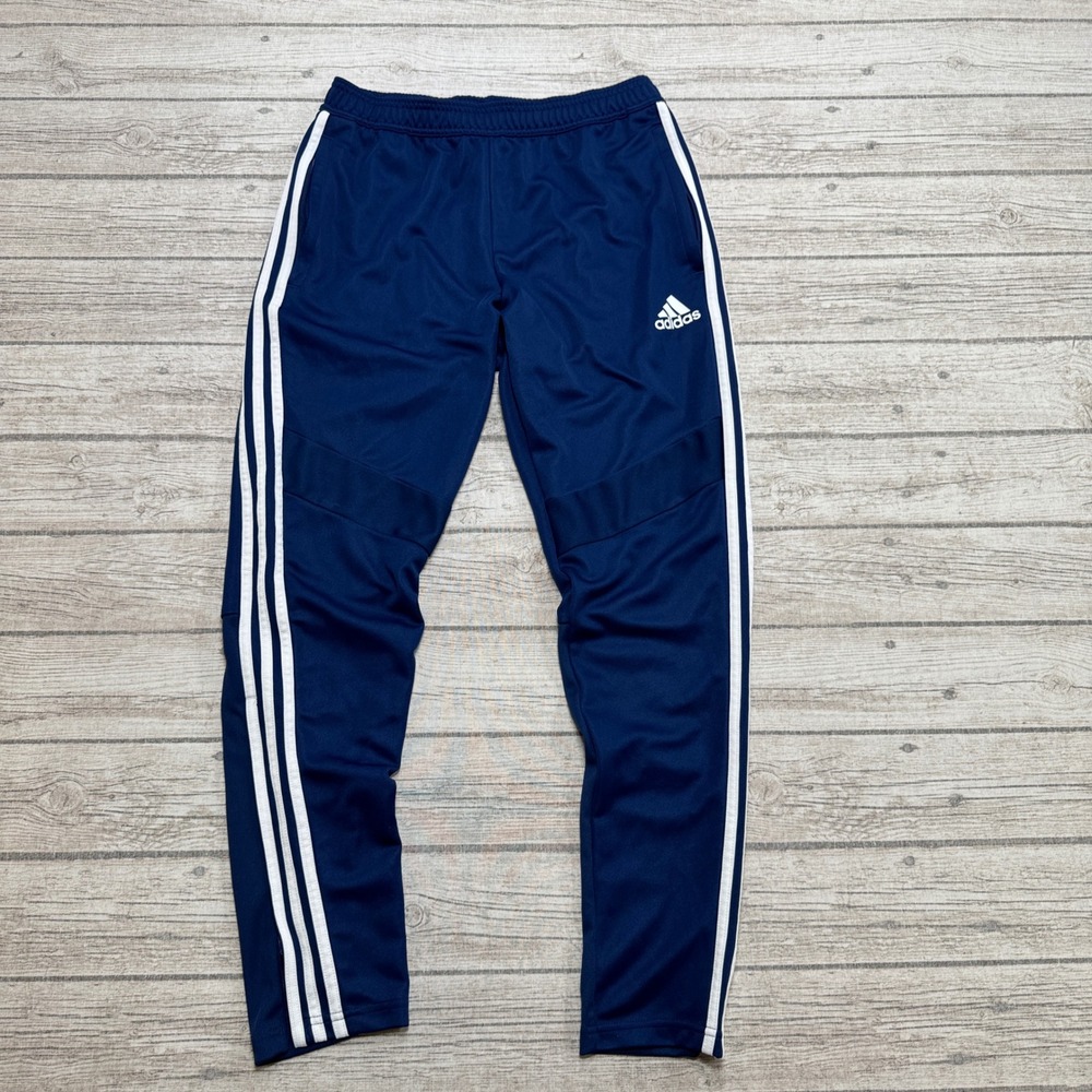 Adidas Track Pants Men's Medium Navy Blue Trefoil Ankle Zip Athletic Sportswear